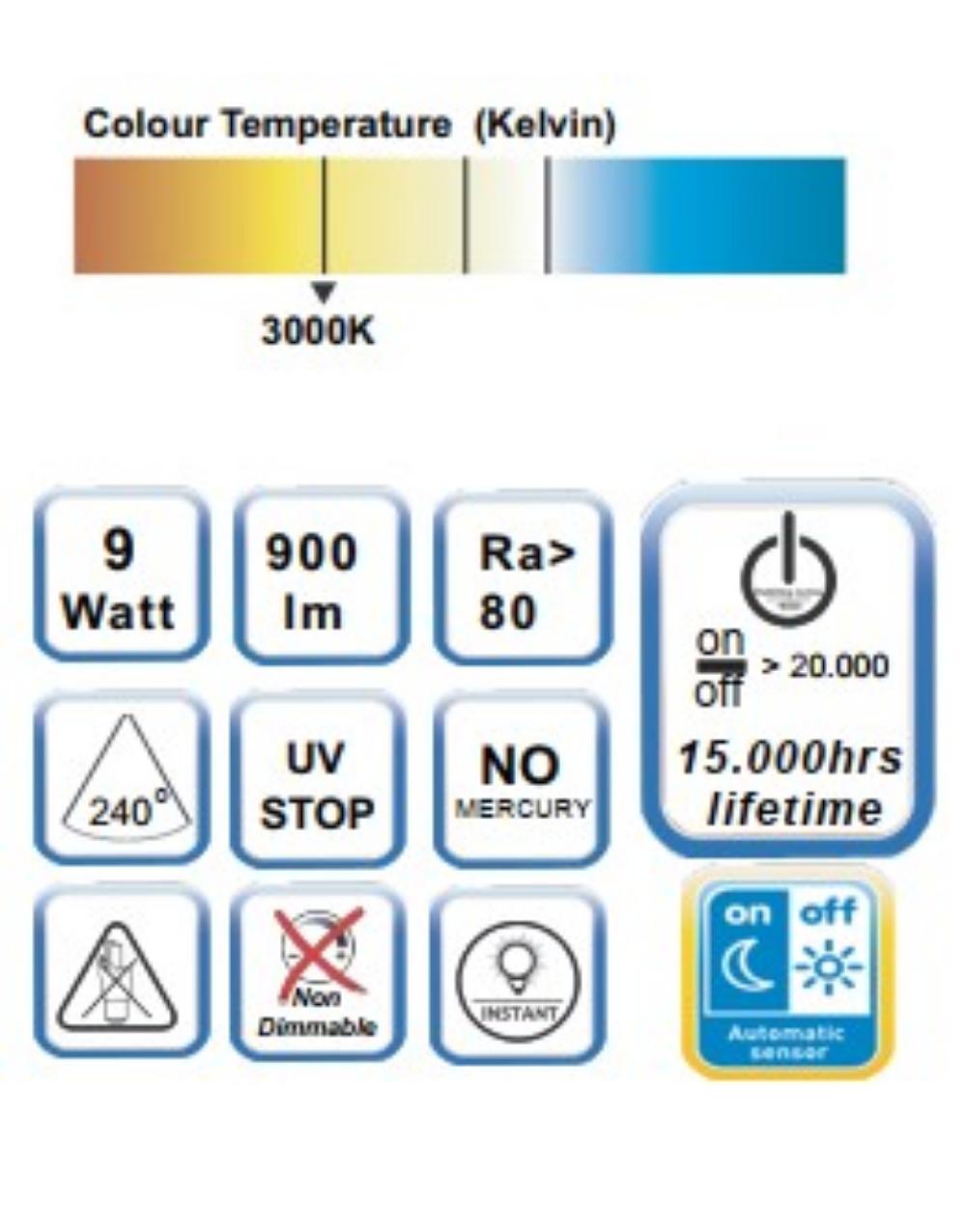 ΛΑΜΠΑ LED SMD A60 9W E27 3000K ΜΕ ΑΝΙΧΝΕΥΤΗ ΜΕΡΑ-ΝΥΧΤΑ 220-240V 810lm UNIVERSE UNIVERSE 2-U016896 - Image 3