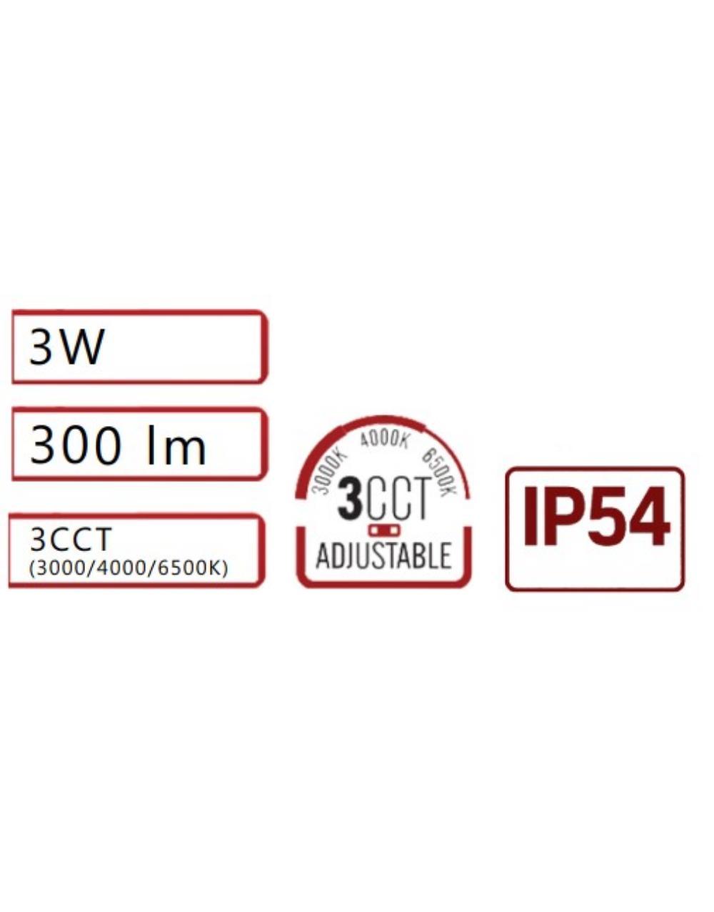 SPOT ΧΩΝΕΥΤΟ LED Φ3,5 3W 270lm 38° 3CCT 3000K-4000K-6000K ΠΛΑΣΤΙΚΟ ΛΕΥΚΟ/ΑΣΗΜΙ/ΜΑΥΡΟ/ΧΡΥΣΟ UNIVERSE UNIVERSE 2-U016919 - Image 3