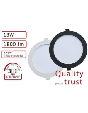 ΦΩΤΙΣΤΙΚΟ LED SLIM ΧΩΝΕΥΤΟ Φ224 18W 3000K-4000K-6000K 1820lm 120° AC85-265V ΑΛΟΥΜΙΝΙΟΥ ΛΕΥΚΟ UNIVERSE UNIVERSE  2-U016988